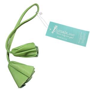 Initials Inc Bloom Tassel Emerald Green Faux Leather Hanging Decor NWT